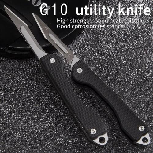 G10 mini keychain knife utility knife portable knife foldable multifunctional outdoor self-defense EDC tool