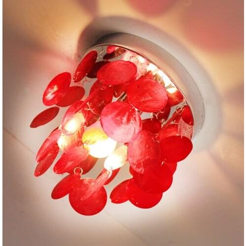 Sea rock shells 20cm red/white/pink/purple/yellow E27 Modern brief fashion shell balcony ceiling light lamp FG266