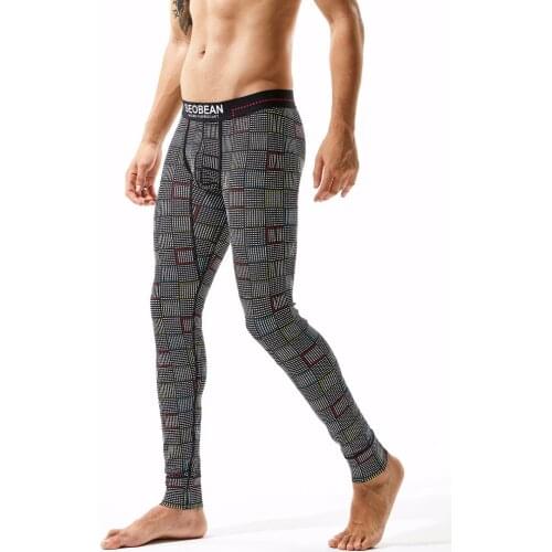 SEOBEAN fashion men long johns winter thermal underwear pants sexy U bulge design male thermo leggings warm cotton good quality