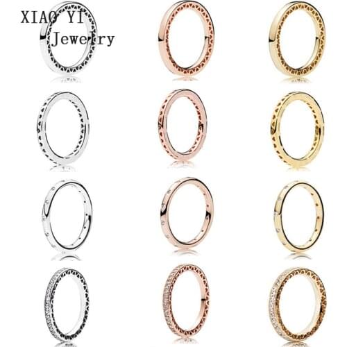 XIAOYI 2020 new 925 Classic 3 color circle heart drop fold wearing ring couple fashion free shipping jewelry wedding gift female