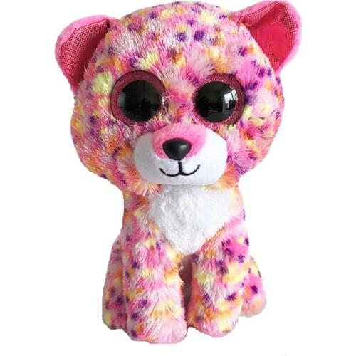 New 6" 15cm Ty Big Glitter Eyes Pink Spots Jaguar Plush Stuffed Animal Collectible Soft Doll Toy Christmas Gift