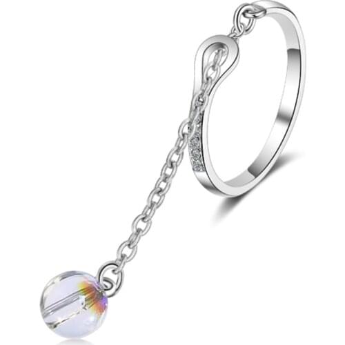 New net red girl style fashion trend personality temperament wild hollow multicolored beads silver plated rings SA034