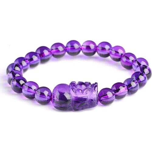 Wholesale Open light Purple Crystal Bracelets Round Beads With Piu Xiu Bracelets Lucky for Women Help Wealth Fashion Jewelry