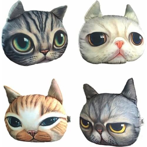 3D Printed Cat Plush Bolster Pillows Stuffed Neck Plush Piilows Cute Kitten Toys Car Headrests Pillow Gift