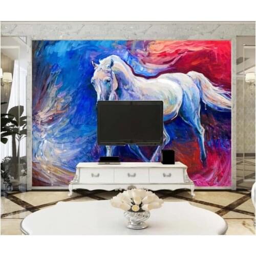 Custom photo wallpaper 3d mural wallpaper for walls 3d Chinese style simple abstract horse oil painting TV background wall paper