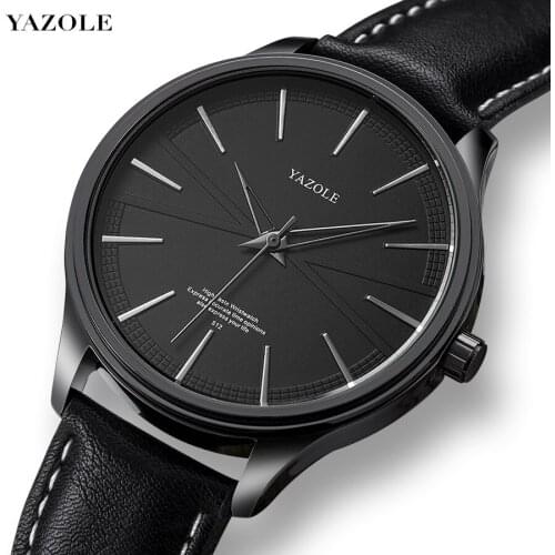 Casual Quartz Wristwatch Man Leisure Leather Band Simple Minimalist Bracelet Fashion Lot Stock Male Husband Gift Yazole Watches