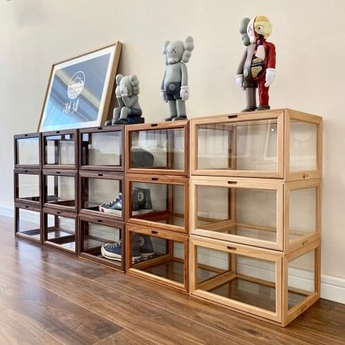 Transparent Big Pretty Storage Box Wood Holder Storage Shoe Organizer Cabinets Shelf Rack Closet Rangement Chaussure Home HX50ST