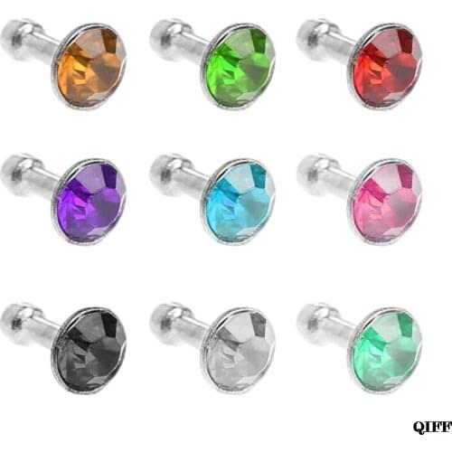 Drop Ship&Wholesale Round Glittering Rhinestone 3.5mm Anti Dust Plug Earphone Stopper For Smart Phone APR29