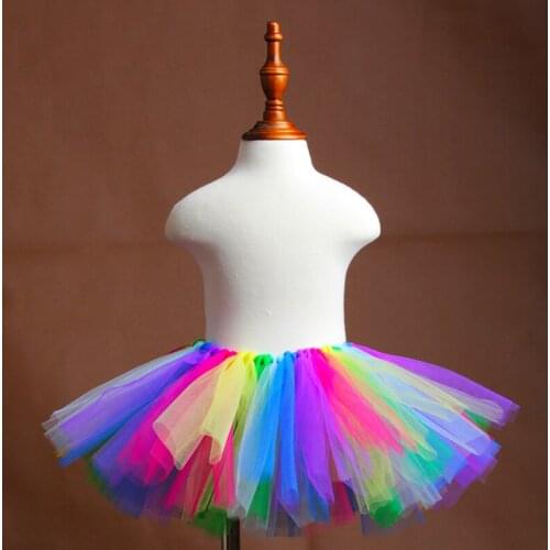 Girls Rainbow Fluffy Tutu Skirt Newborn Photo Props Clothes Kids Cake Smash Party Costume Toddler Infant Nylon Tulle Skirt