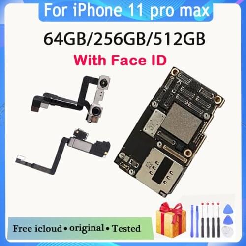 64GB/256GB/512GB For iPhone 11 Pro Max Unlocked Motherboard Clean iCloud With Withou Face ID For iPhone 11 Pro Max logic board