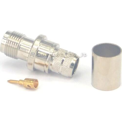 RP TNC Crimp Female Jack connector nickelplated RF coax adapters for RG213 RG8 H-1000 LMR400 cable