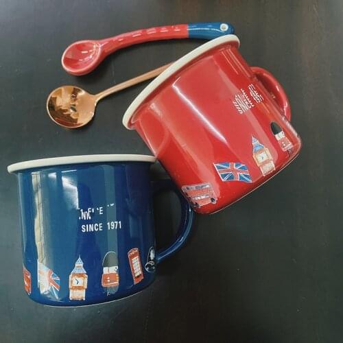 Blue / Red Mug Cartoon Ceramic Cup Lovely Girl Coffee Tea Drink Cup Send Friend Office Water Cup Christmas Coffee Mugs