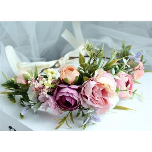 Wedding Flower Crown Wreath Handmade Floral Garlands Flower beach Headband Hair Accessories Bride Headdress B1392