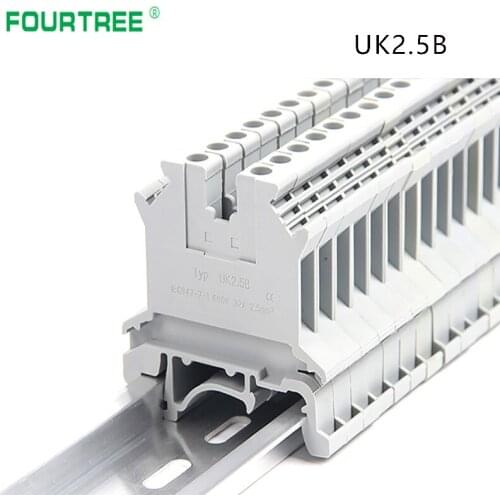100Pcs Wire Terminal Blocks UK Series Universal Din Rail Lug Plate Cable Row Connection Copper Quick Matching 2.5N 3N 5N 6N
