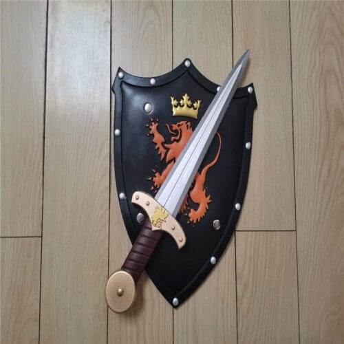 2pcs/set Halloween Gift Cosplay Movie Game Anime Children Prop Lion Shield Golden Sword Role Playing PU Weapon Kids Toy Model