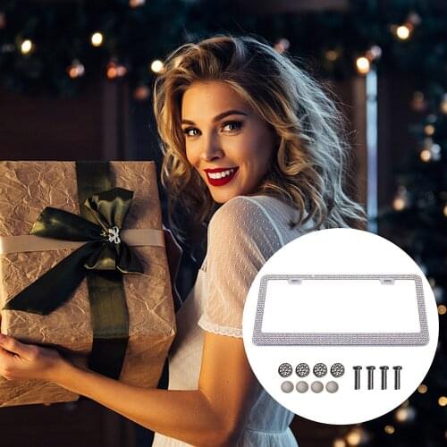 3 Colors Bling Crystal License Plate Frame Women Luxury Handcrafted Rhinestone Car Frame Plate Fit for U.S Model Bumper Plates