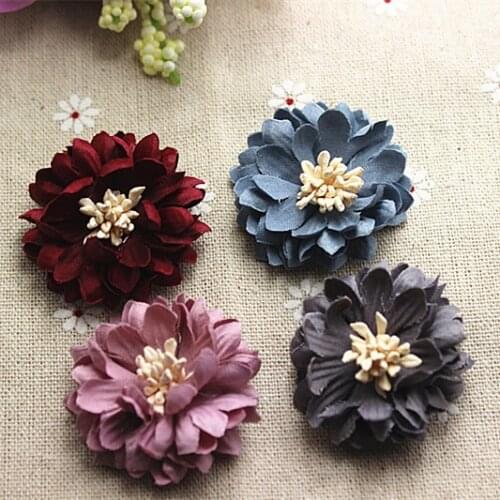 5pcs/lot 4cm(1.6") 3D Hand made Fabric Flower,Korean Style Elegant decorative flower,DIY Brooch,HairClip,Hairpin