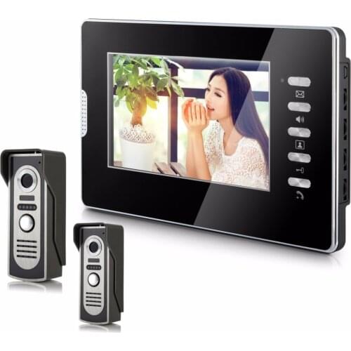7 Inch Color LCD Monitor Alloy Wired Intercom Video Door Phone 2V1 Monitor