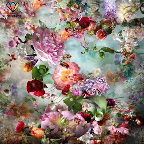 XUEQIXIAOZU Full Round Flower Diamond drawing 5D DIY Diamond embroidery Mosaic painting Home decoration gifts 2020 New