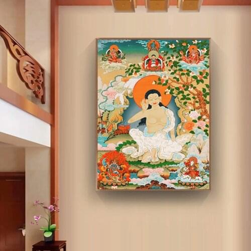 Buddha Thangka India Chinese Religion Style Canvas Prints Painting Poster Art Wall Pictures for Hallway Home Decoration No Frame