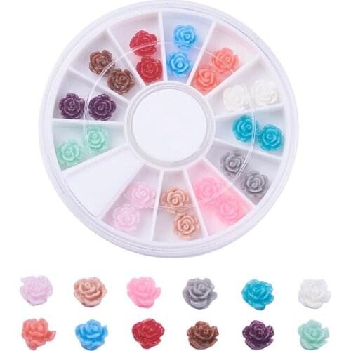 24pcs/box Flower Resin Beads Mixed Color Beads For DIY Crafts Jewelry Making Bracelets Necklaces Accessories 6x4mm Hole:1mm