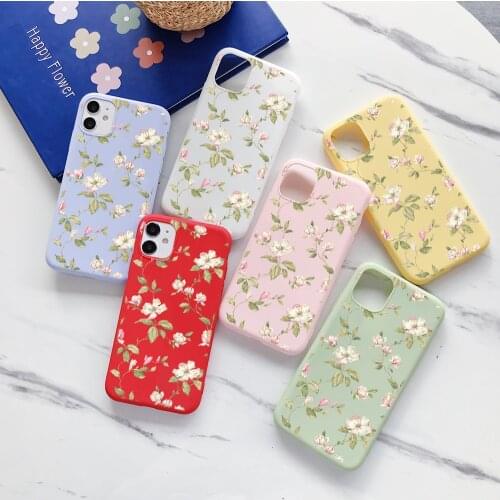 Floral Leaves Phone Case For iPhone 11 Pro 7 8 6 S Plus X XS Max 5 Fashion Flower Candy Silicon Cover For iPhone XR 10 SE 2 2020