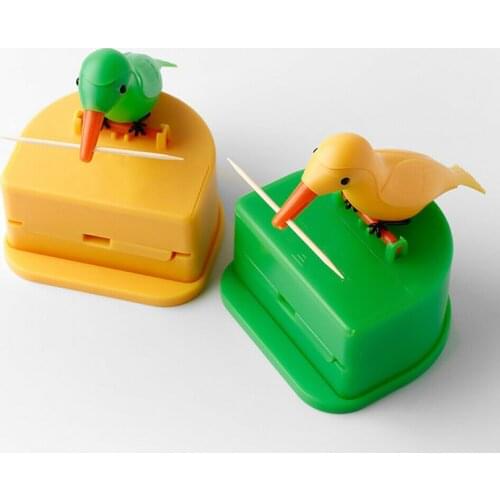 Toothpick Holder Dispenser Cute Bird Intelligent Automatic Toothpicks Box Cleaning Teeth Table Decor Toothpick Storage Case