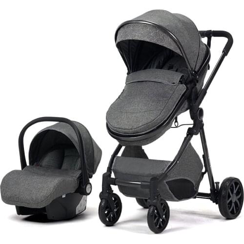 Baby Stroller 3 in 1, Travel System High Landscape Stroller with bassinet in Folding Carriage for Newborns baby Shock Proof Car