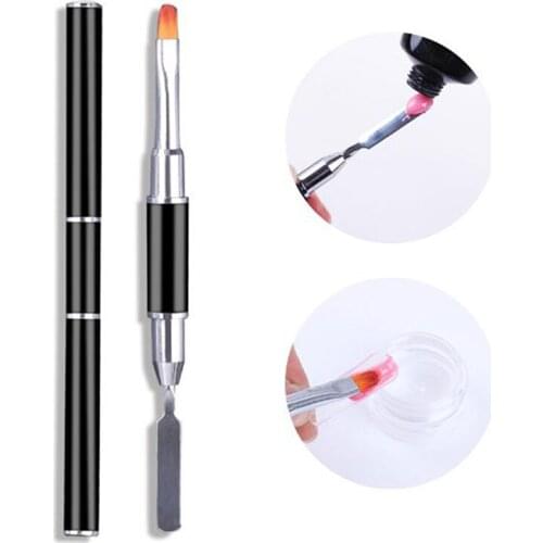 Double-Ended Dual-Use Nail Tool Nail Pen Poly Nail Gel Brush And Picker Stainless Steel Gel Color Bar Flower Brush Nail Art DIY