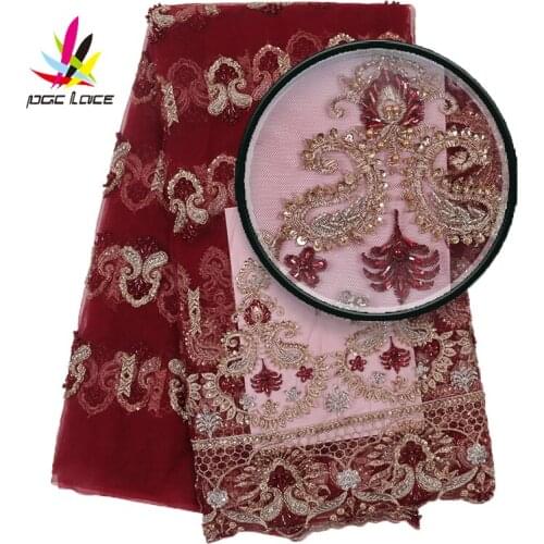 French Glitter Sequin Nigerian Lace Style Mesh Fabric with Embroidery Indian Lace Fabric Sequence Tulle Lace Africa Party XZ2919