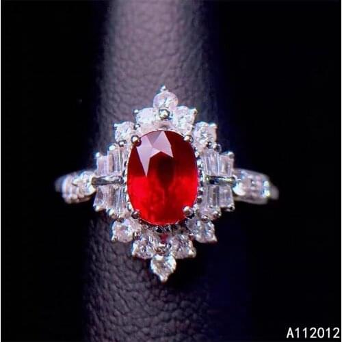 KJJEAXCMY fine jewelry S925 sterling silver inlaid natural gemstone ruby new girl fashion ring support test Chinese style