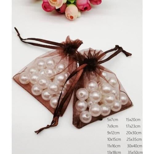 Brown Organza Bag Drawstring Pouch Bag Jewelry Box Gift For Earring/Necklace/Ring/Jewelry Display Packaging Bags Organizer Diy