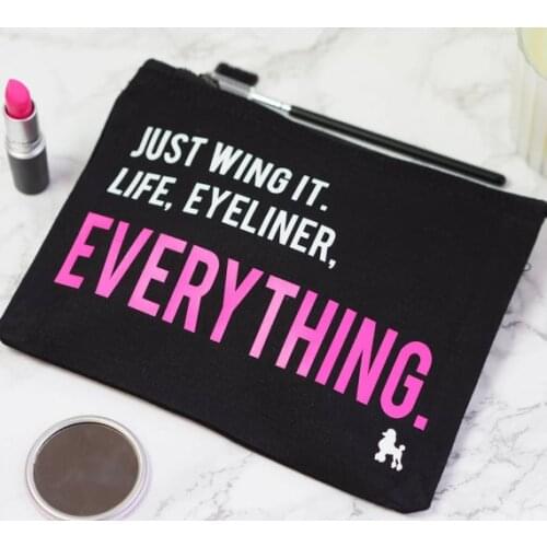 Customize Just Wing It Mothers day Birthday wedding presents Make Up Cosmetic makeup Bags Organizer Brush Holder party favors