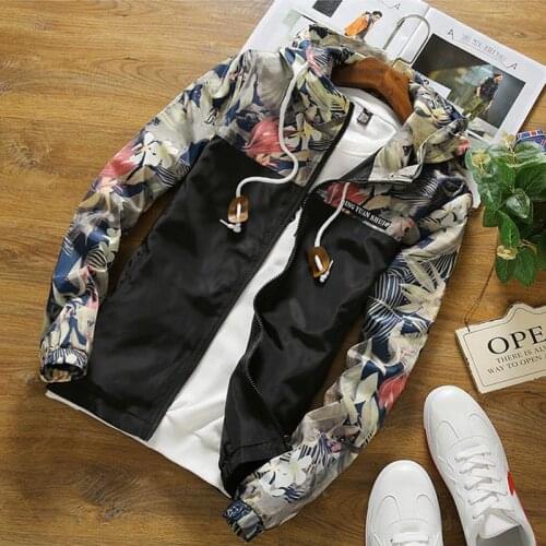 Florals Bomber Jacket Men Hip Hop Slim Fit Flowers Pilot Jacket Coat Mens Hooded Jackets US Size