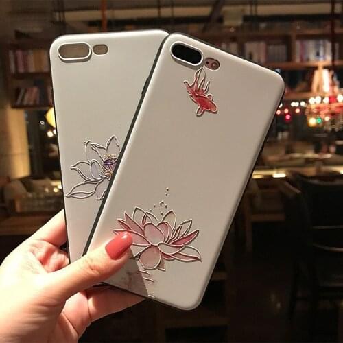 Ink Flower 3D Emboss Phone Case for iPhone 11 12 Pro MAX XS MAX XR 8 7 6 Plus X Cases Soft Back Cover for Samsung Capa fit Coque