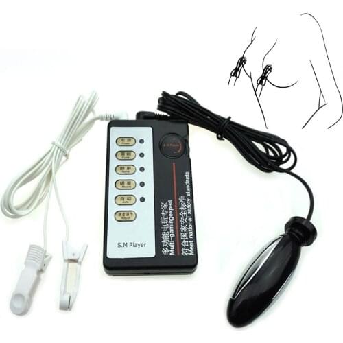 Electric Shock Kit Nipple Clamps Clitoris Labia Clips Anal Vaginal Plug Electrical Stimulation Sex Products Breast Flirting Toys