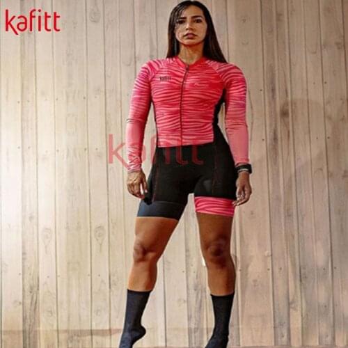 Kafeet new womens triathlon long-sleeved cycling wear professional sportswear overall suit pink uniform cycling overalls