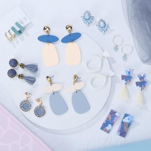 New Korean Style Earrings Blue Geometric Acrylic Resin Pendant Womens Earrings 2020 Bohemian Tassel Earrings Brincos Jewelry