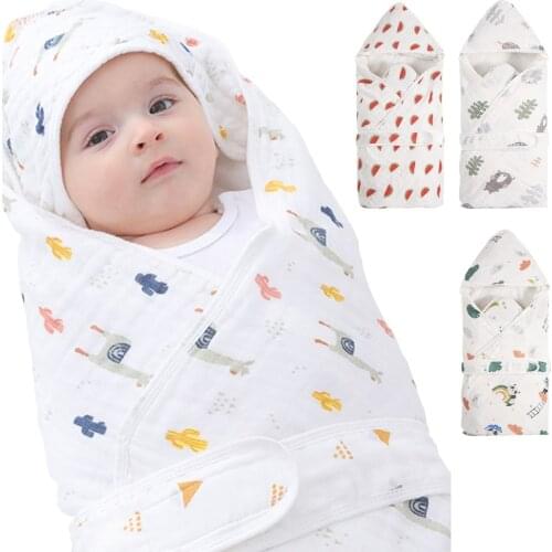 Printed Swaddle Baby Swaddling Cartoon Blanket Newborn Bedding Kids Accessories Super Soft Mattress Infant Quilt Hooded Towel
