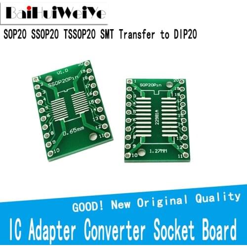 10PCS/Lot SOP20 SSOP20 TSSOP20 Transfer to DIP20 IC Adapter Converter Socket Board Module Adapters Plate 0.65mm 1.27mm