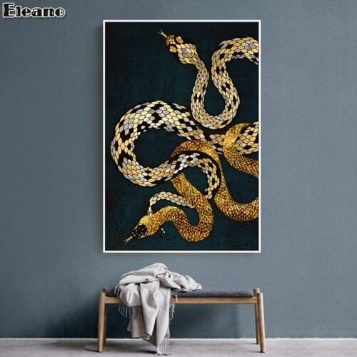Snake Whale Octopus Marine Animal Poster Luxury Abstract Wall Art Gold Canvas Painting Creativity Aesthetic Room Decor Picture