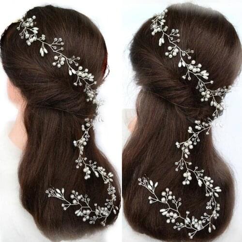 Princess Bride Pearl Headband Hair Accessories Rhinestones Pearl Headband For Wedding Headdress Jewelry 80/100/150 cm