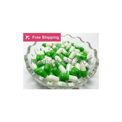 Size0# 1# 1000 pcs / lot.apple green white colored hard gelatin empty capsules, hollow gelatin capsules ,joined or separated