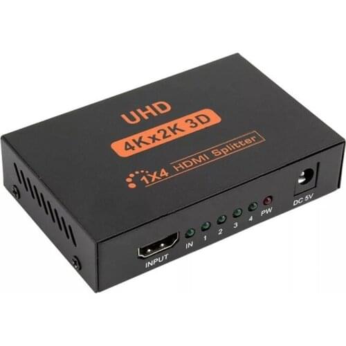 HD 4K Splitter 1X4 Port 3D UHD 1080p 4Kx2K Video HDMI-compatible Switcher 1-Input 4-Output HUB Repeater Amplifier