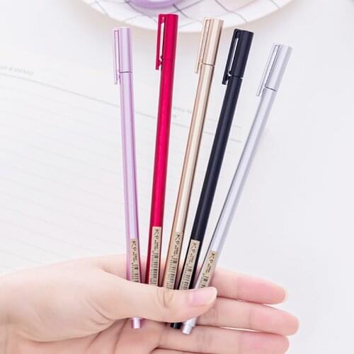 5 pcs wholesale gel pen Korea Stationery Creative Metal Handle Neutral Pen Water Pen 0.5mm Carbon Black Student Office Supplies