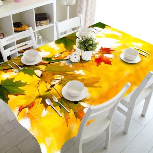 Maple Leaf Pattern 3D Tablecloth Polyester Dustproof Rectangular Wedding Tablecloth Christmas Party Tablecloth Decoration