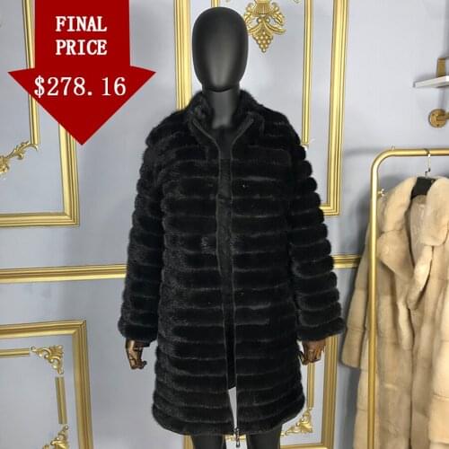 Genuine Mink Fur Coat Jacket Winter 2020 Women New Top Fashion Warm High Quality Outerwear