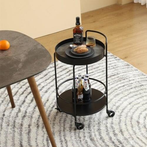 Modern Simple Living Room Wrought Iron Shelf Balcony Mobile Side Table Corner Table Dining Trolley Small Cart