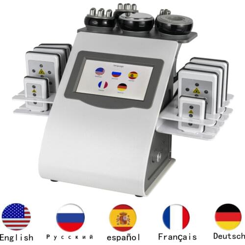 6 in 1 40k Ultrasonic Vacuum Cavitation System RF Radio frequency lipo laser weight loss machine