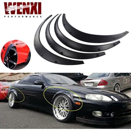 Universal 4 Pcs Car Fender Flares Arch Wheel Eyebrow Protector/mudguards Sticker WX-CFF01